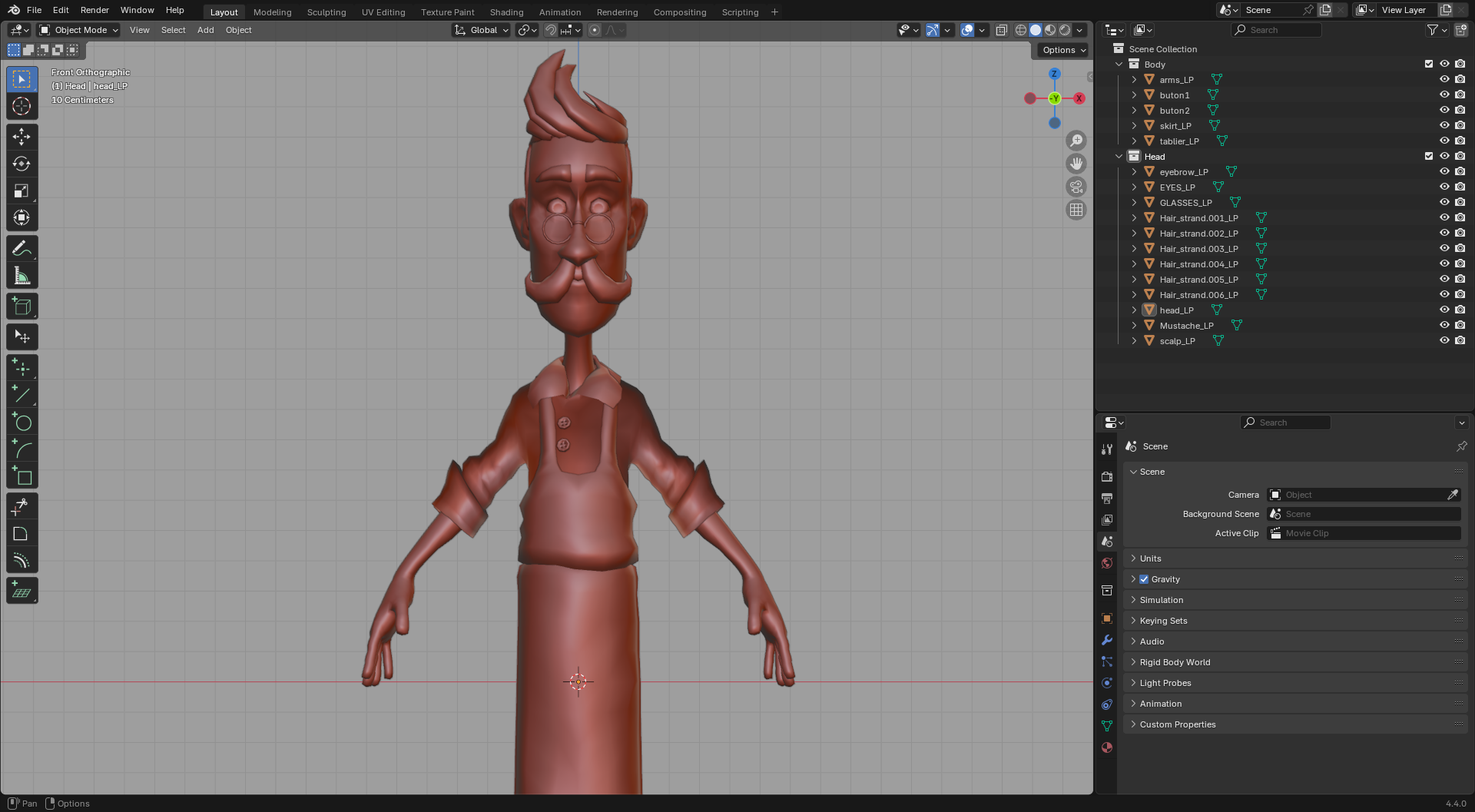 Modélisation du personnage Moustache dans Blender