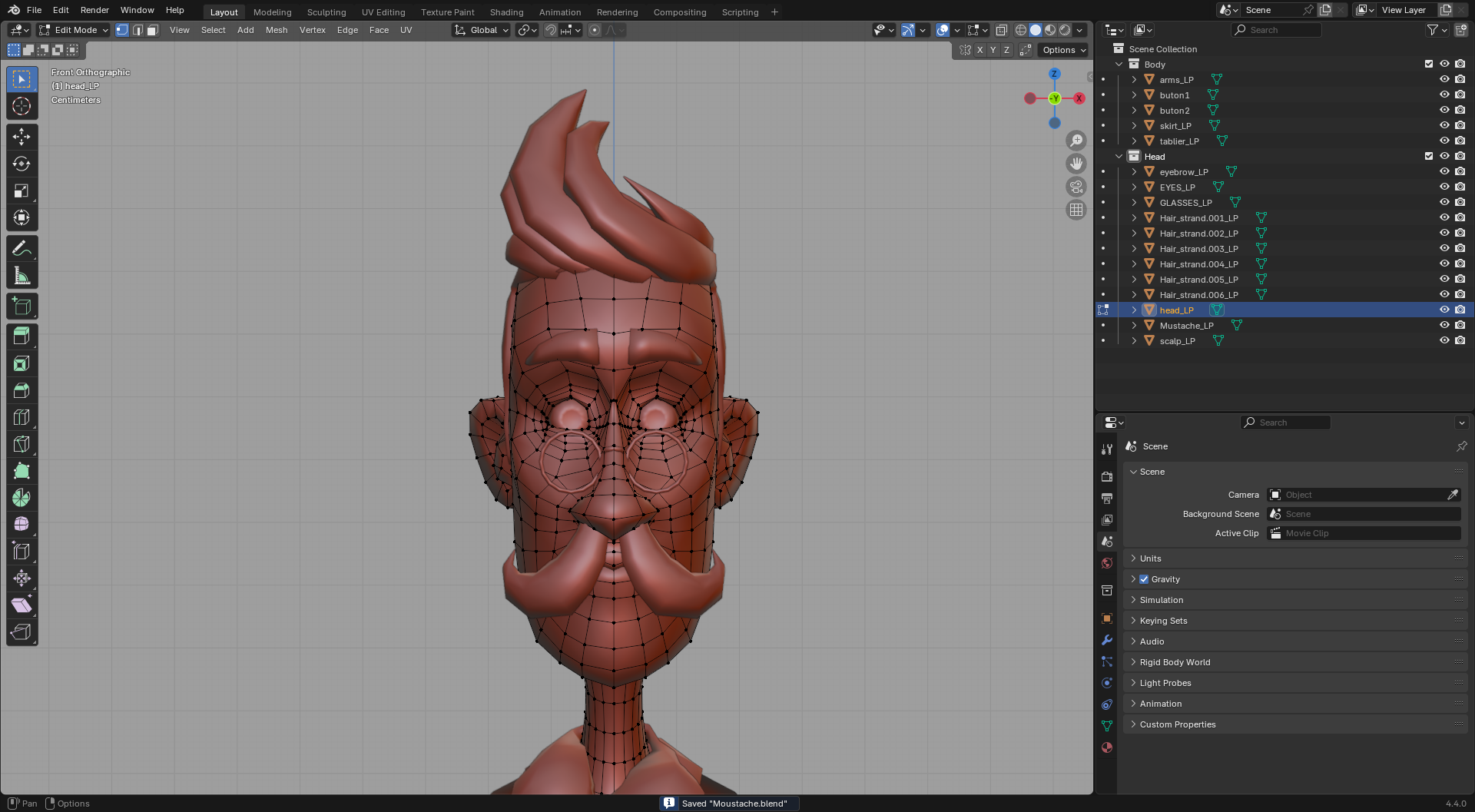 Topologie du personnage Moustache dans Blender