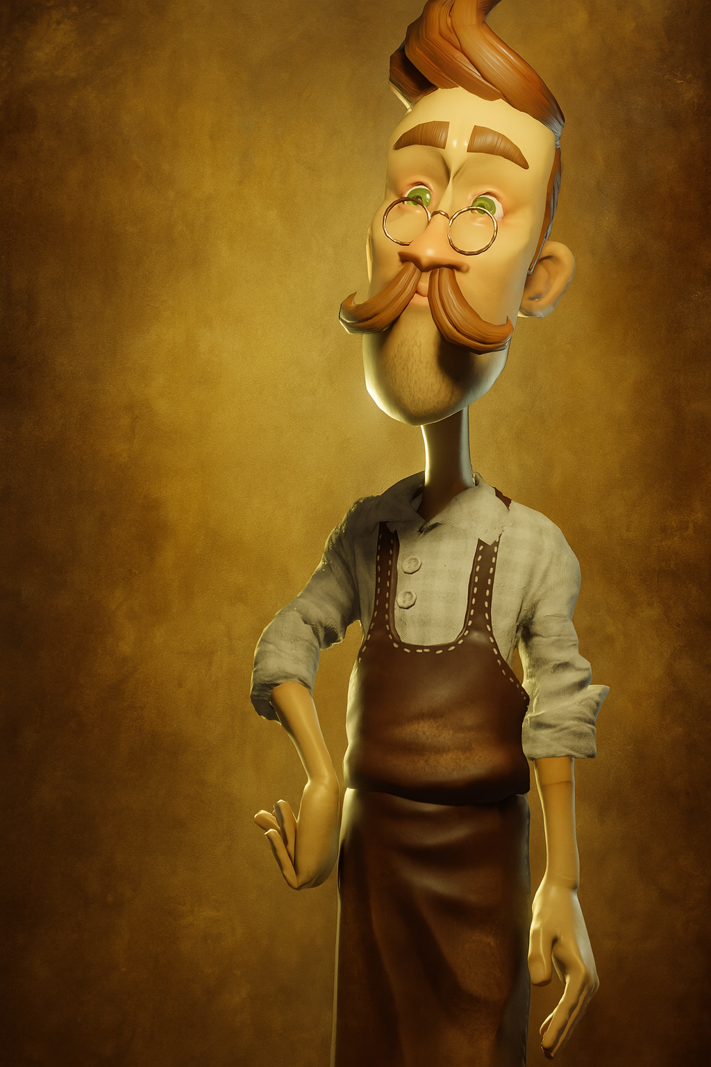 Rendu final du personnage Moustache