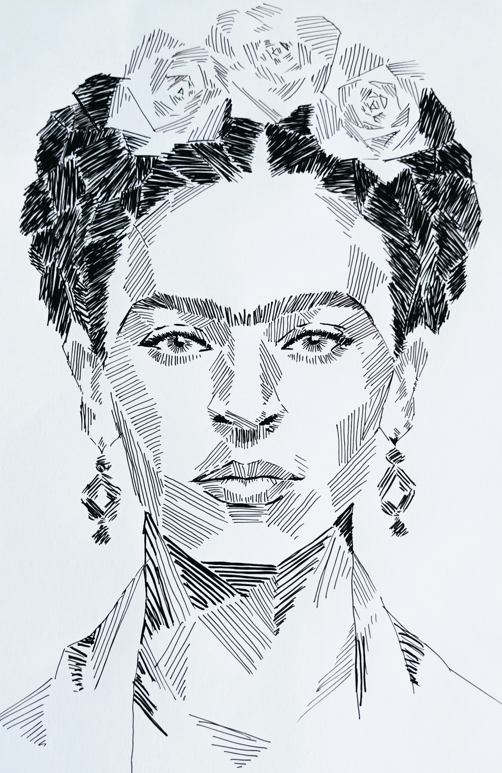 Line drawing of Frida Kahlo