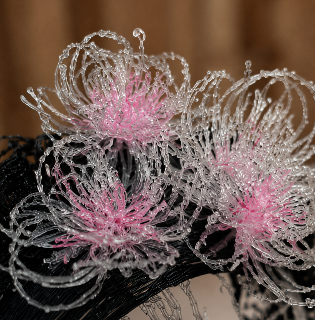 Translucent flowers for the Frida Kahlo portrait